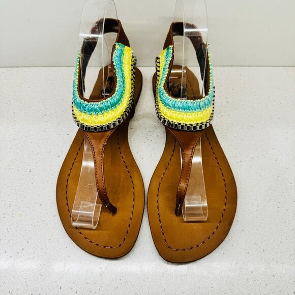 Circus by Sam Edelman Flip Flop Bailey Sandal T Strap Beaded Embroidered Sz 6 M - Picture 2 of 15